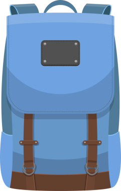 Bu resimde mavi bir sırt çantası ve kahverengi kayışlar var. Okul, yürüyüş ya da günlük gezi için birebir. Basit tasarım işlevselliği ve cazibeyi vurgular..