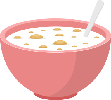 Bir illüstrasyonda, içinde küçük, eşit aralıklarla yüzen altın parçacıklar bulunan kremalı çorba benzeri bir sıvıyla dolu pembe bir kase yer alıyor. İçine gümüş bir kaşık konur..