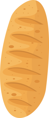 Bu illüstrasyon bir somun ekmeği betimliyor. Ekmeğin üzerinde çeşitli puan işaretleri var. Bu da ona klasik, pastanede taze bir görünüm ve doku kazandırıyor..