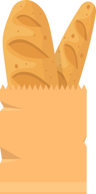 İki somun taze ekmek kahverengi bir kese kağıdının içinde oturur, kabuklu yüzeyleri lezzetli bir aromayı işaret eder. Arkaplan siyah.