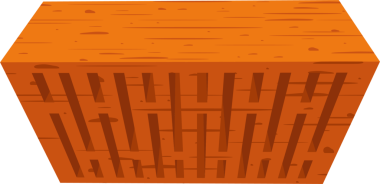 Terracotta renkli bir blok yüzeyi boyunca eşit aralıklı, dikdörtgen deliklere sahiptir. Dokulu yüzeyi kil ya da tuğladan inşa edilebileceğini gösteriyor..