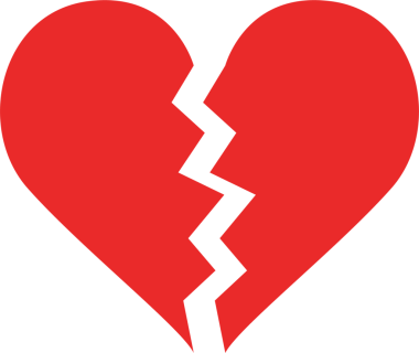 Canlı bir kırmızı kalp siyah çizgili bir çizgi tarafından kırılarak duygusal sıkıntı, kalp kırıklığı ya da hasar kavramı iletilir. Tasarım grafiktir..