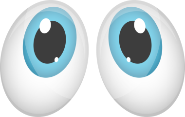 Dijital olarak hazırlanmış, iki geniş, anlamlı gözün karikatür görüntüsü. Gözlerde parlak mavi bir göz, siyah bir göz bebeği ve oyuncu bir görünüm için beyaz sklera vardır..