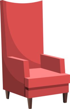 Bu resim kırmızı bir koltuk tasvir ediyor, yüksek bir sırt ve kolluk ile tasarlanmış. Sandalye rahat ve davetkar görünüyor. Rahatlamak için rahat bir ortam öneriyor..