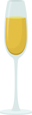 Altın renkli bir sıvı içeren bir şarap kadehinin stilize edilmiş bir çizimi, muhtemelen beyaz şarap ya da meyve suyu. Arka plan simsiyah, dikkat çekiyor..