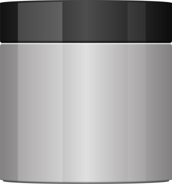 Siyah kapaklı gri bir kavanozun basit ve temiz dijital çizimi. Resim çeşitli yaratıcı uygulamalar için uygun bir minimalist tasarım içerir.