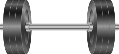 Bu gümüş bir barın iki ucunda siyah ağırlıklı bir halter. Dayanıklılık eğitimi ve egzersiz rutinleri için kullanılan bir alet gibi görünüyor..