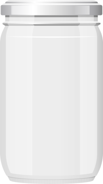 Pürüzsüz ve temiz gümüş kapaklı cam bir kavanoz. Kavanoz boş ve yiyecekten el yapımı malzemelere kadar her şeyle doldurulmaya hazır..