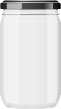 Temiz, gri kapaklı boş bir cam kavanoz siyah arka planda izole edilir. Ürünleri basit bir stilde konserve, muhafaza veya depolamak için ideal.