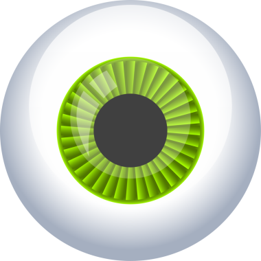 Bu bir göz kapağı, göz küresi yeşil ve siyah bir göz bebeği var. Görüntü bir çizgi film gözü ya da dijital olarak yaratılmış ve sklera beyaz..