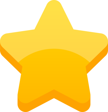 Pürüzsüz, yuvarlak kenarlı ve ince gölgelendirmeli canlı, stilize sarı bir yıldız. Bu da çeşitli tasarımlarda kullanım için mükemmel, üç boyutlu bir görünüm olduğunu gösteriyor..