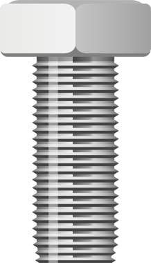 Bu resim, siyah arkaplanda, mekanik uygulamalar için ideal, başlıklı yapısını ve altıgen başını gösteren gümüş renkli bir cıvatanın ayrıntılı bir çizimini sunar..