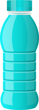 Görüntü turkuazın yeniden kullanılabilir su şişesini gösteriyor. Dökülmesini önlemek için kapağında vida var. Şişenin kabzası düz ve düzgün bir şekli var..