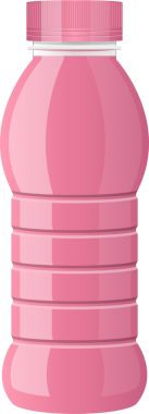 Çizgi film illüstrasyonunda muhtemelen içecekler için tasarlanmış, basit bir tasarım sergilenen pembe plastik bir kap yer alıyor. Konteynır tırtıklı ve kapağı var..