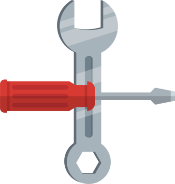 Görüntü bir ingiliz anahtarı ve tornavida gösteriyor. Tamir, onarım, inşaat, bakım ve genel yapı ve inşaat kavramını temsil eder..