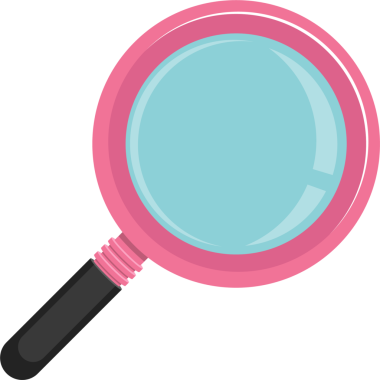 Bir büyüteç pembe bir çerçeve ve açık mavi bir lens içerir. Sapı siyah, iyi kavramayı sağlıyor. Detayları görmek, küçük şeyleri keşfetmek için bir araçtır..