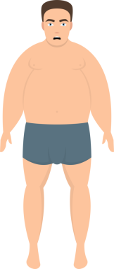 Bu çizgi filmde açık tenli, kahverengi saçlı ve mavi gözlü, gri iç çamaşırlı şişman bir adam var. Yüzünde şaşırmış bir ifade var..