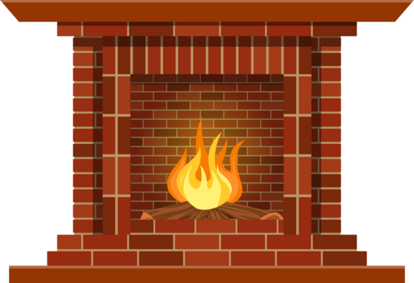 Çıtır çıtır yanan bir şömine sergileniyor. Şömine kırmızı tuğlalarla inşa edilir ve yanan kütükler ve parlak alevler içerir, sıcaklık yaratır..