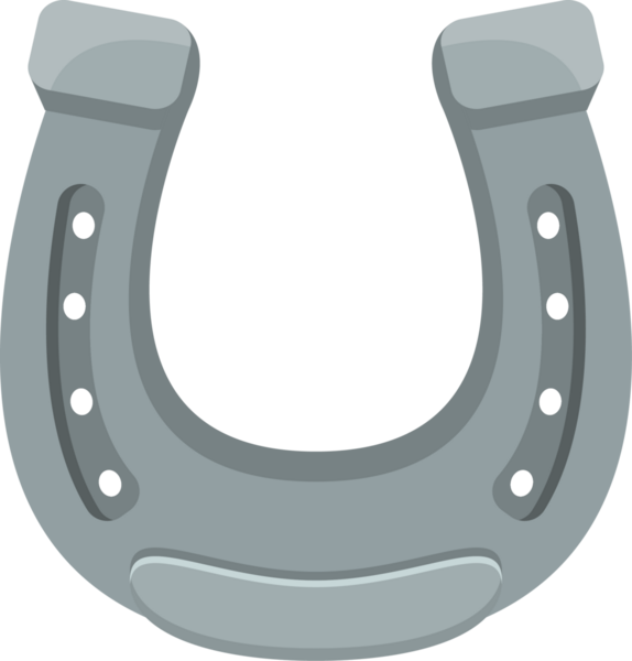 Dijital olarak yaratılmış, gri at nalı amblemi pürüzsüz, kıvrımlı çerçevesi boyunca görünen çivi delikleriyle. Geleneksel bir tasarımı var, şans ve binicilik sporlarını temsil ediyor..