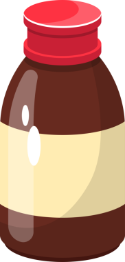 Çizgi film stili bir illüstrasyon, muhtemelen çikolata ya da benzeri yiyecek parçalarıyla dolu bir kavanozu tasvir eder. Kavanoz canlı kırmızı bir kapakla mühürlenmiş..