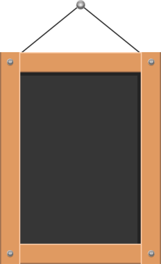 Tarafsız ahşap çerçeveli karatahta bir ipe bağlı ve her köşede vidalarla korunuyor. Tahta yüzey iletiler, menüler veya dekor için hazır.