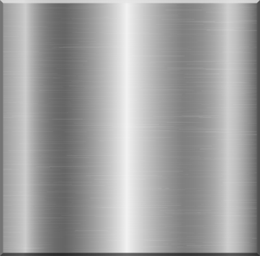 Fırçalanmış metal bir yüzey ince çizgisel dokulara sahip gümüş-gri bir renk sergiliyor. Işığın ve gölgenin dikey çizgileri, ortam ışığını yansıtan parıltılı bir görüntü yaratır..