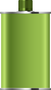 Bir silindirik konteynır orta bir çekimde gösterilir. Ana gövde yeşil renkte ve eğimli ışıklandırması var. Kapağı yeşil ve çıkıntılı. Dudak ve taban gümüş..