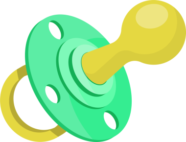 Yumuşak çizgiler ve yumuşak gölgelerle çizilmiş çizgi film tarzı bir emzik. Renk paleti yeşil ve sarı rengin basit bir kombinasyonudur. Kapı kolu basit bir yüzük..