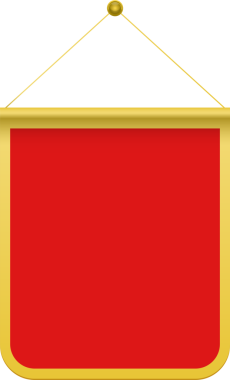 Bu resim kırmızı dolgulu ve altın kaplamalı boş bir pankartı gösteriyor. Pankart asılıyor, kişiselleştirme fırsatı sunuyor. Nesne izole edildi.