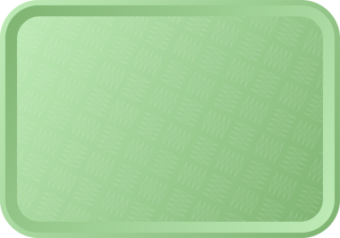 Açık yeşil servis tepsisi, yuvarlak köşeli ve desenli yüzey desenli sergilenmektedir. Genellikle içecek ve yiyecek taşımak için kullanılır..