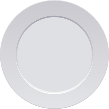 Temiz, boş bir tabak karanlık bir zemine dayanır. Plakası yuvarlak ve sade, hafifçe içe çekilmiş ve dış kenarı yükseltilmiş..