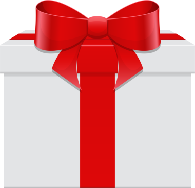 Bu paketlenmiş bir hediyenin çizimi. Hediye, üzerinde kırmızı bir fiyonk olan kırmızı kurdeleli kare beyaz bir kutu. Basit ve sevimli..