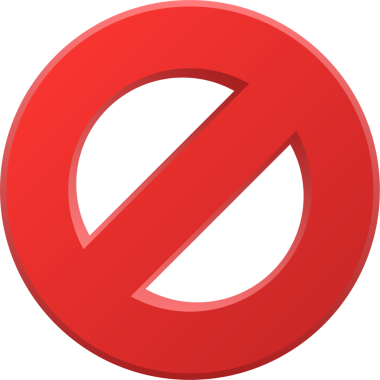 Merkezde köşegen çizgisi olan kırmızı bir daire, siyah bir arkaplana karşı yasaklama, kısıtlama veya inkar için evrensel bir sembolü temsil eder..