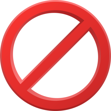 Üzerinde çizgi olan bir dairenin parlak kırmızı bir sembolü siyah bir zemine karşı sergilenir. Bu da bir eylemi ya da davranışı yasaklıyor..