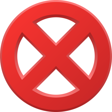 Görüntü büyük, kırmızı dairesel bir sembol göstermektedir. Merkezinde koyu bir X harfi vardır. Siyah bir arkaplan üzerine kurulmuştur. Geçiş, içki yasağı ya da hedef olduğunu gösterir.