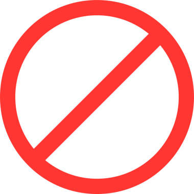 Çapraz kesikli kırmızı bir daire yasağı ya da kısıtlamayı simgeliyor. Tabela siyah bir arkaplanda sergileniyor. Tasarım minimalistik..