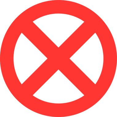 Bu resim, kesişen çizgilerden oluşan belirgin 'X' şeklindeki parlak kırmızı bir daire çizer. 'X' düz bir siyah arkaplan karşı ayarlanmış 'hayır' ya da 'dur' göstergesi öneriyor.