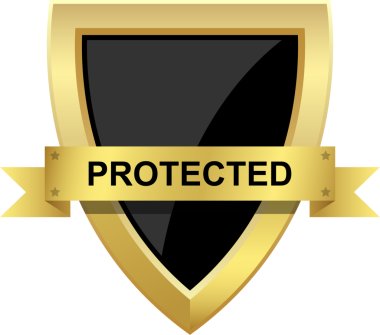 Korunmayı sembolize eden dijital bir kalkan. Kalkanda altın bir taslak, karanlık bir iç taslak ve 