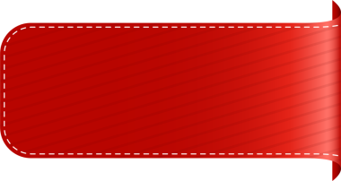 Bu resim, hassas beyaz dikişli kenarlı, canlı bir kırmızı afişi içeriyor. Afişin bir tarafında siyah bir arkaplan karşısında şık bir kıvrım var..