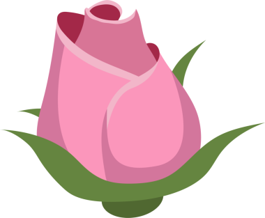 Bu resim, koyu siyah bir arkaplana karşı yeşil yapraklarla çevrili, sıkıca kapatılmış pembe bir gül tomurcuğunun bir illüstrasyonunu gösteriyor. Çizim biçimi basit..