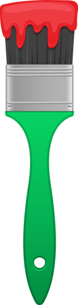 Bir ressamın boya fırçası siyah bir zemin üzerinde izole edilmiş, kırmızı boya lekeli siyah kıllar, gümüş bir gelincik, ve kavramak için yeşil bir kulp.