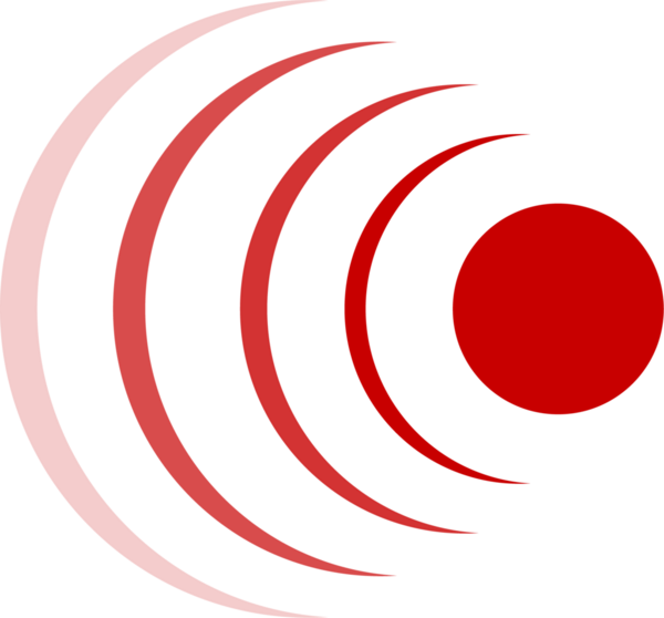 Görüntü kırmızı ve siyah arasında çarpıcı bir kontrastı gösteriyor. Merkezi bir kırmızı daire bir dizi kademeli olarak genişleyen kırmızı yay dalgaları yayar. Arkaplan simsiyah..