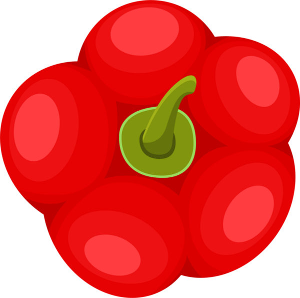 Bu dijital sanat, parlak kırmızı yüzeyi ve canlı yeşil gövdesini vurgulayarak, siyah arkaplana karşı dizilmiş, genel bir perspektiften kırmızı bir dolma biber sergiliyor.