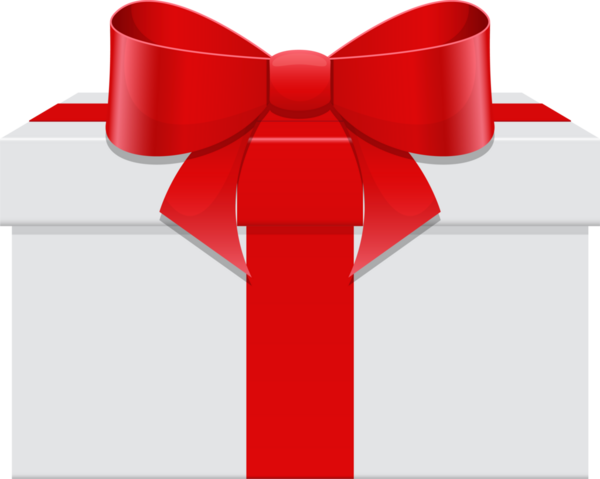 Resim, beyaz kağıda sarılı ve parlak kırmızı bir kurdeleyle süslenmiş bir hediye içeriyor. Yay büyük ve mükemmel bağlanmış. Görüntü kutlamayı çağrıştırıyor..