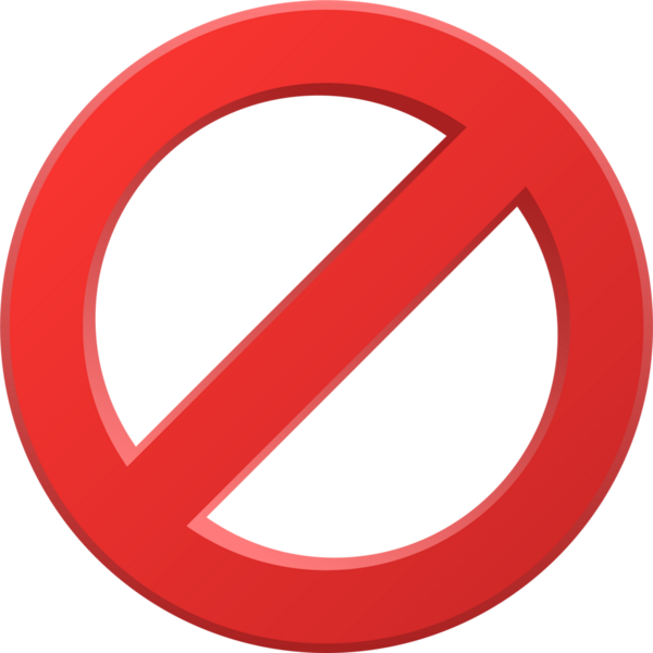 Standart yasaklama işareti koyu bir arkaplanda belirgin bir şekilde gösterilir. Kırmızı daire ve çapraz çizgi burada bir şeye izin verilmediğini gösteriyor..