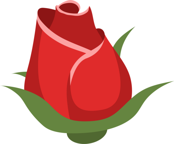 Bir vektör resmi, yeşil sepallerle çevrili yumuşak pembe röfleli stilize kırmızı bir gül goncasını içerir. Gül koyu siyah bir arkaplana göre dizilmiş. Basit, zarif çiçek tasarımı..
