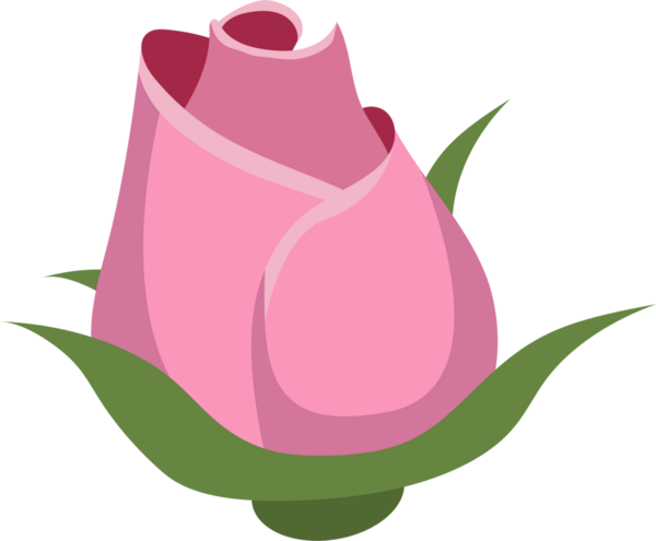 Bu resim, koyu siyah bir arkaplana karşı yeşil yapraklarla çevrili, sıkıca kapatılmış pembe bir gül tomurcuğunun bir illüstrasyonunu gösteriyor. Çizim biçimi basit..