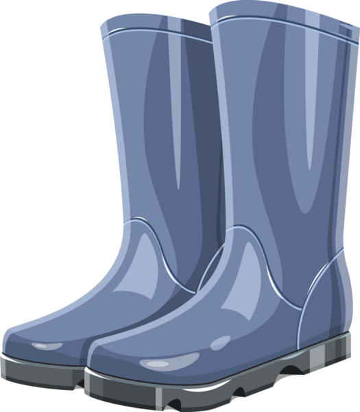 Görüntü, kalın tabanlı bir çift gri su geçirmez lastik bot tasvir ediyor. Bu botlar yağmurlu günlerde ayakları sudan ve çamurdan korumak için tasarlanmıştır..