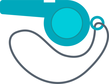 Bu bir deniz mavisi ıslığının basit bir dijital illüstrasyonu. Düdüğün ucunda, çeşitli acil durumlarda kullanıma hazır gri bir halat var..