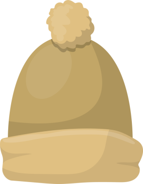 Üzerinde katlanmış kenarı ve pofuduk ponponu olan bronzlaşmış bir kış şapkası. Şapka, soğuk kış mevsiminde sıcaklık ve tarz sağlamak üzere tasarlanmıştır..